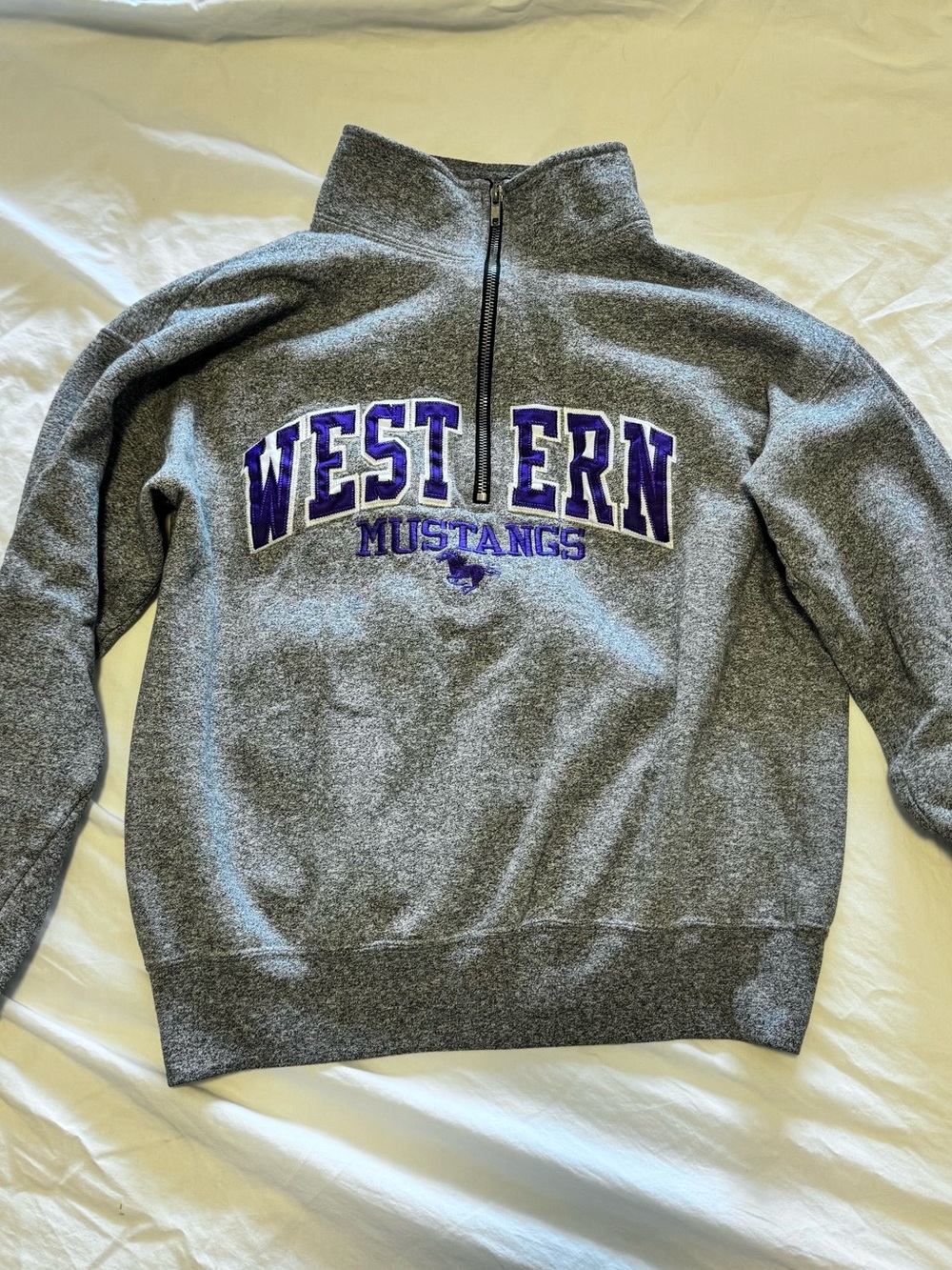 Western Mustangs Gray Quarter-Zip Sweatshirt - Classic Campus Pullover